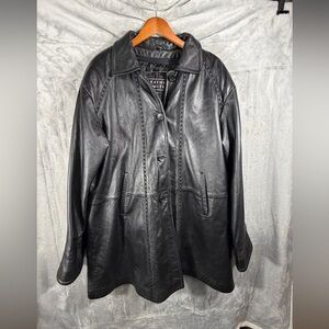 Leather Limited Black 100% Leather Coat XL Mink Trim Zip Out Liner jacket